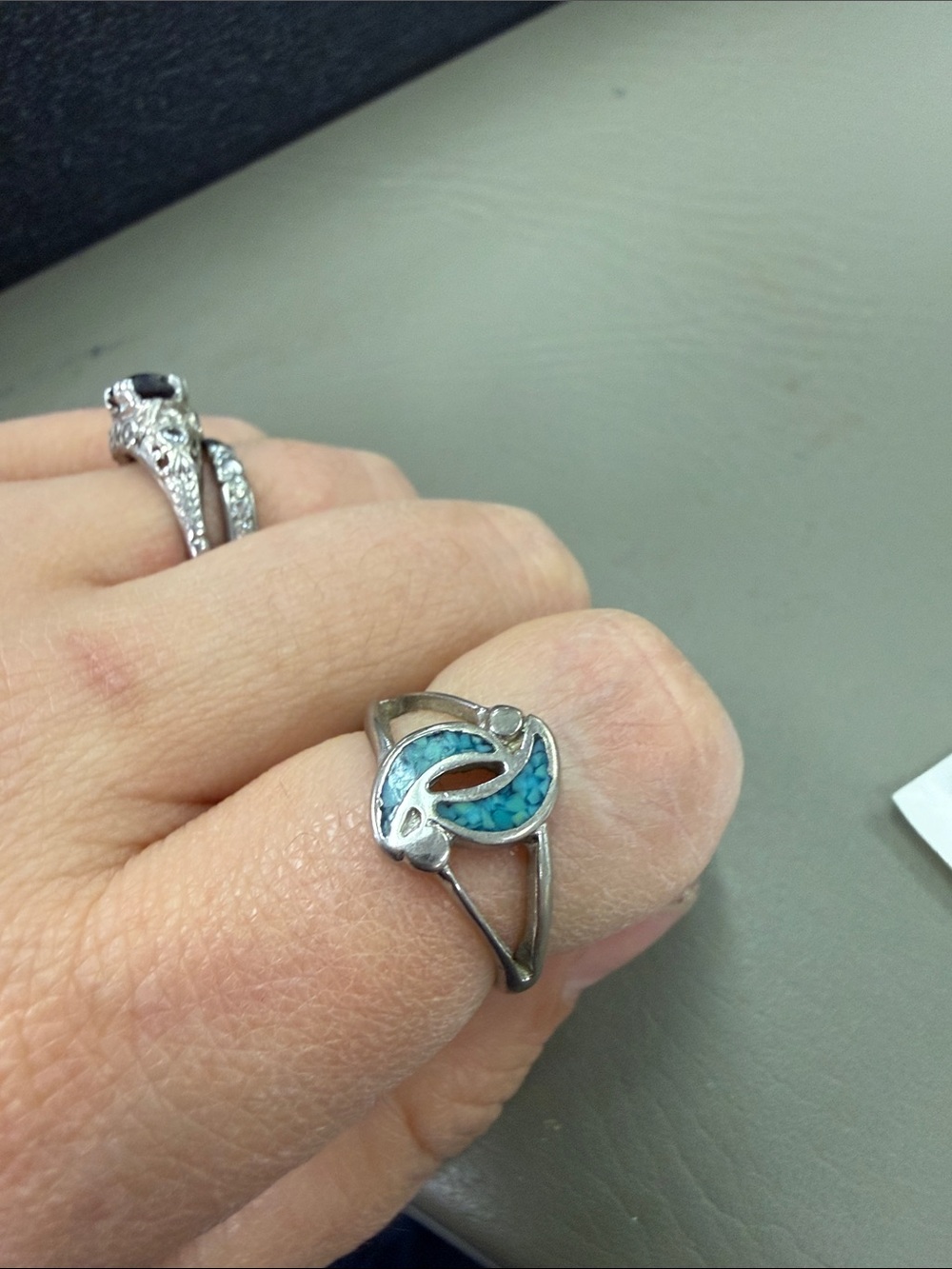Sterling silver and turquoise ring - size 7